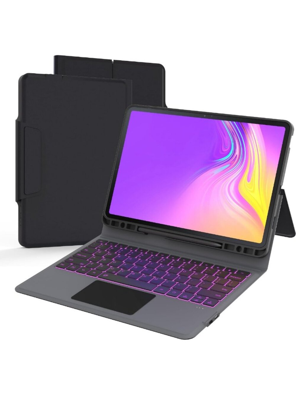 Backlit Keyboard Case for 12.4" Galaxy Tab S7 FE/S8 Plus - 7 Colors, Trackpad